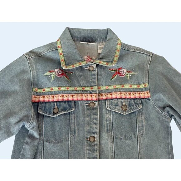 Vintage BILL BLASS 1990s Embroidered Denim Jacket Size Small - Picture 3 of 8